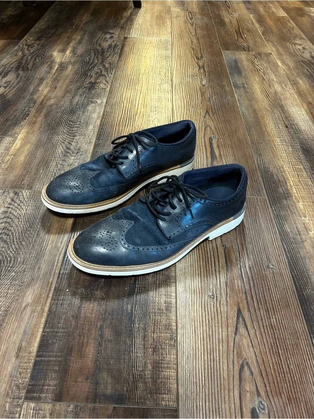 Cole Haan Navy and White Wingtip Derby Shoes